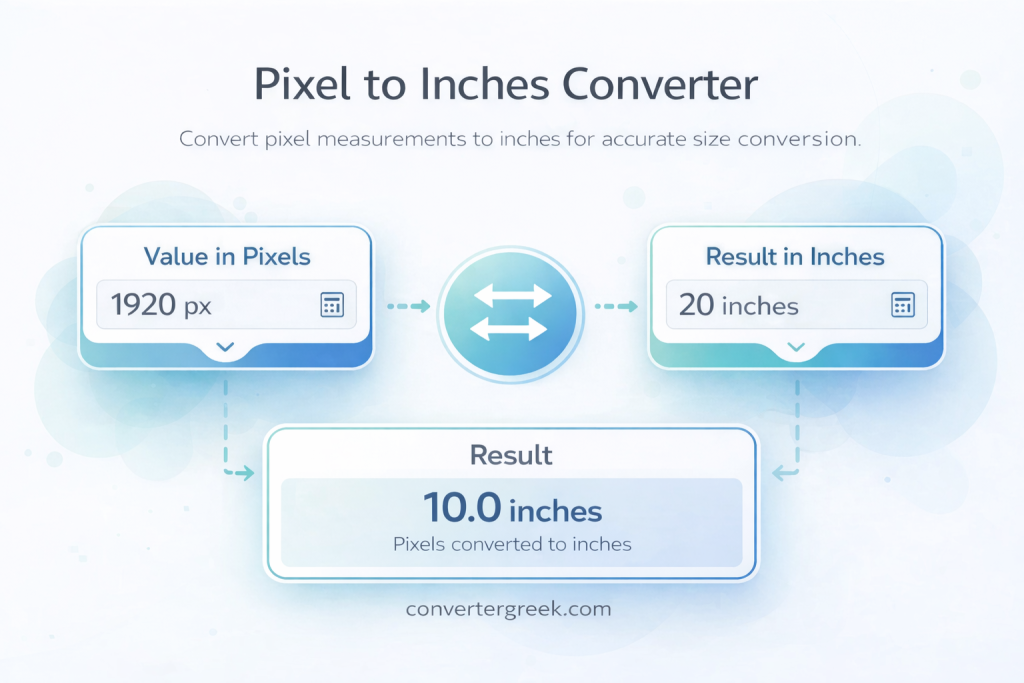 Pixels to inches converter showing pixel dimensions converted into inches using PPI