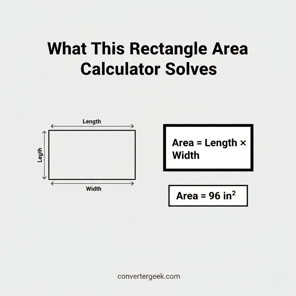 what the area of a rectangle calculator solves with length width and square unit area output