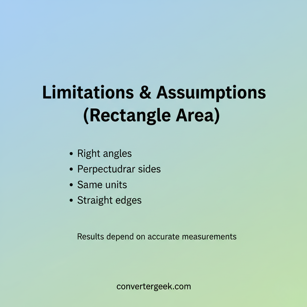 limitations and disclaimer for area of a rectangle calculator showing assumptions and when results are estimates